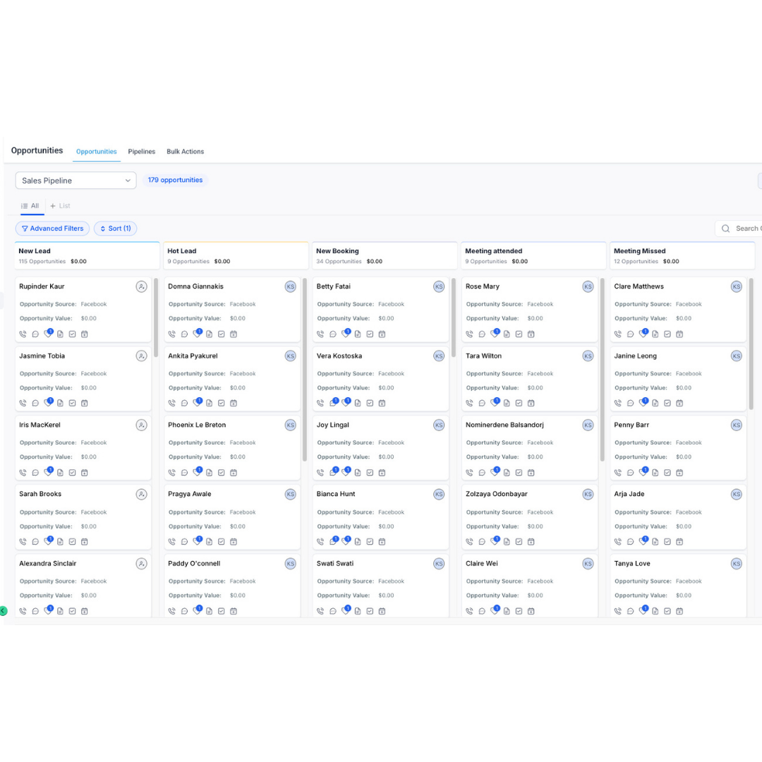 179 opportunities filling the funnel